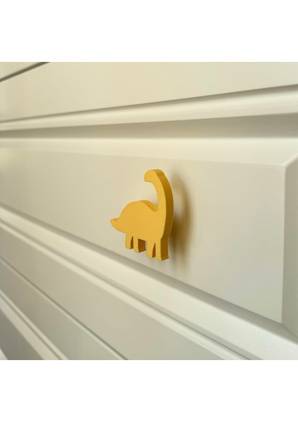sarı Dino 3 Dolap Kulpu -Çocuk Odası, Mutfak ve Banyo Için Modern, Sevimli ve Dayanıklı Mobilya Kulp