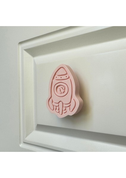 pembe Roket Dolap Kulpu - Çocuk Odaları, Mutfak ve Banyo Dolapları Için Eğlenceli ve Dayanıklı Kulp