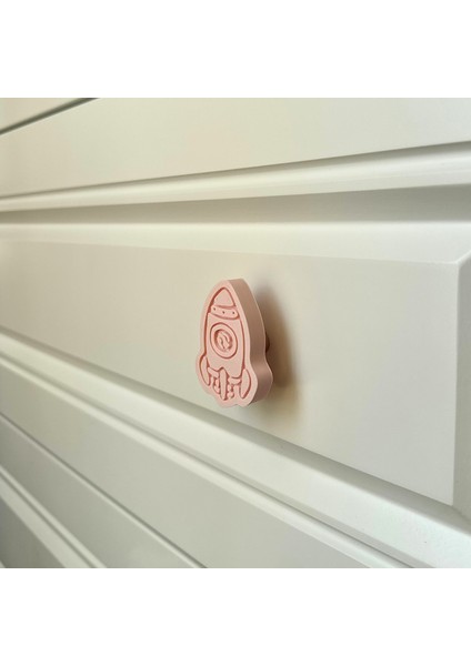 pembe Roket Dolap Kulpu - Çocuk Odaları, Mutfak ve Banyo Dolapları Için Eğlenceli ve Dayanıklı Kulp