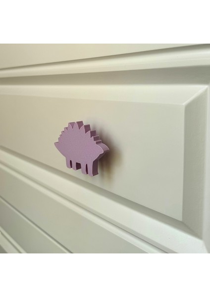 mor Dino 6 Dolap Kulpu -Çocuk Odası, Mutfak ve Banyo Için Modern, Sevimli ve Dayanıklı Mobilya Kulp