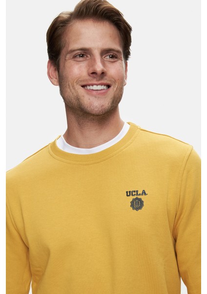 Valley Sarı Bisiklet Yaka Baskılı Standard Fit Erkek Sweatshirt fiyatları