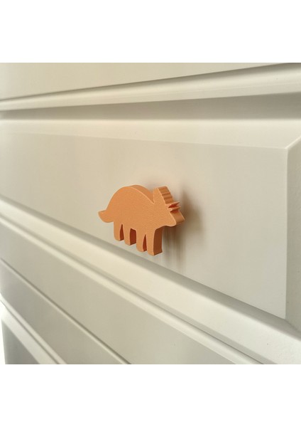 turuncu Dino 6 Dolap Kulpu - Çocuk Odası, Mutfak ve Banyo Için Modern ve Sevimli Mobilya Kulp