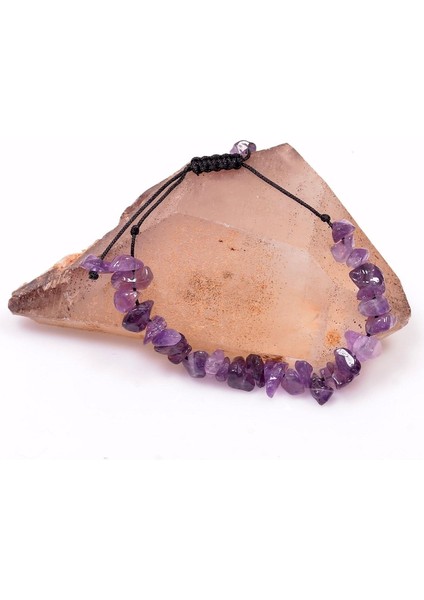 Renkli Doğal Taş Bileklik, Ayarlanabilir, Pembe Kuvars ve Ametist Detaylı fiyatları