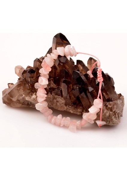 Renkli Doğal Taş Bileklik, Ayarlanabilir, Pembe Kuvars ve Ametist Detaylı fırsatları