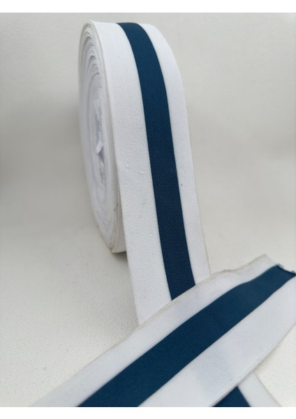 6 cm Raşel Şerit-5 Metre (Beyaz/petrol Mavi) modelleri