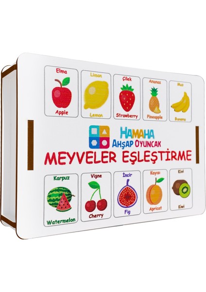 Eğitici Ahşap Oyuncak | Meyve Şekilleriyle Zihinsel Becerileri Geliştiren Ahşap Denkleştirme Blokları | 20 Parça Kutulu eğitici Oyuncak