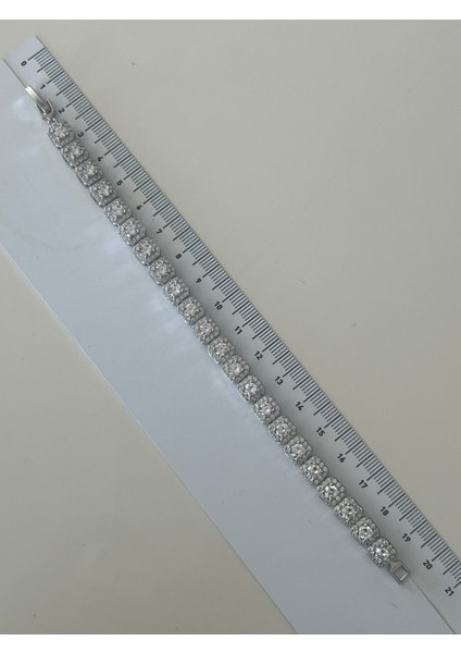 Düğün/davet/nişan/çelik Full Kare Zirkon Taşlı Suyolu Bileklik