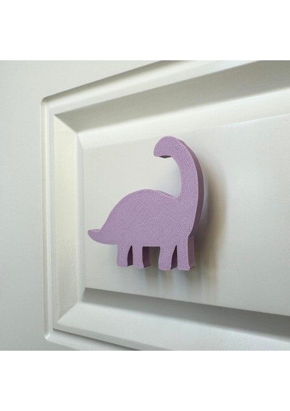 mor Dino 3 Dolap Kulpu -Çocuk Odası, Mutfak ve Banyo Için Modern, Sevimli ve Dayanıklı Mobilya Kulp