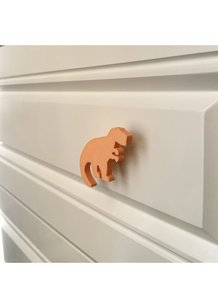 turuncu Dino 1 Dolap Kulpu - Çocuk Odası, Mutfak ve Banyo Için Modern ve Sevimli Mobilya Kulp