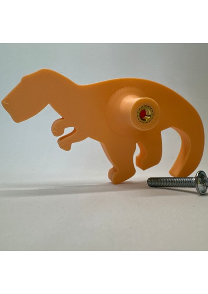 turuncu Dino 1 Dolap Kulpu - Çocuk Odası, Mutfak ve Banyo Için Modern ve Sevimli Mobilya Kulp