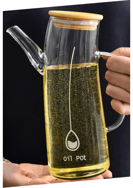 Borasilikat Cam Yağlık Bambu Kapaklı 1000 ml