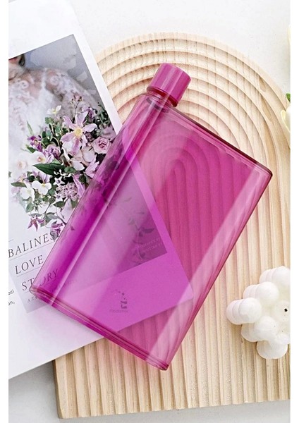 Bottle Motivasyon A5 Su Matarası Şeffaf Pruple Notebook Taşınabilir Sporcu Suluk Su Şişesi 350ML