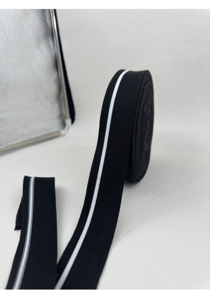 3.5 cm Raşel Şerit-5 Metre (Siyah/beyaz)