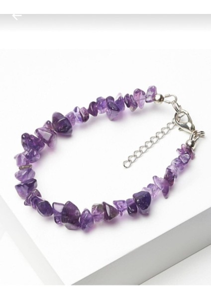 Mor doğal taş bileklik, şık ve özgün tasarım, el yapımı takı.