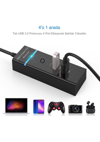 Portatif 4 Girişli Usb Çoğaltıcı Çoklayıcı Usb Hub 3,0 Laptop Desktop Kasa Notebook Uyumlu