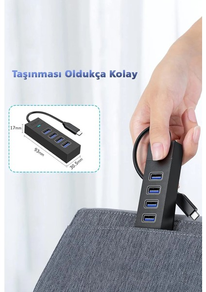 Portatif 4 Girişli Usb Çoğaltıcı Çoklayıcı Usb Hub 3,0 Laptop Desktop Kasa Notebook Uyumlu