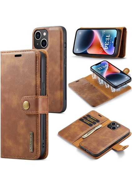 iPhone 15 Için Crazy Horse Deri Kılıf (Yurt Dışından)