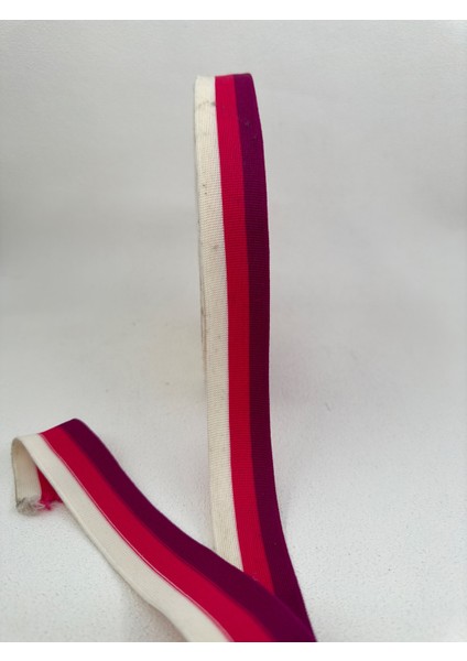 3 cm Raşel Şerit-5 Metre (Pembe/mor/ekru)