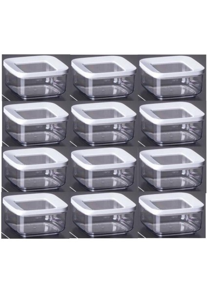 12 Adet 350 ml Klasik Beyaz Kapak Vaku mlu Saklama Kabı