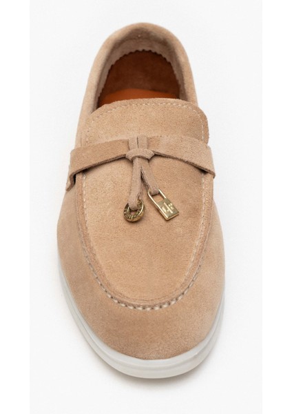 Warner Nude Hakiki Deri Fiyonk Detaylı Düz Taban Kadın Babet modelleri