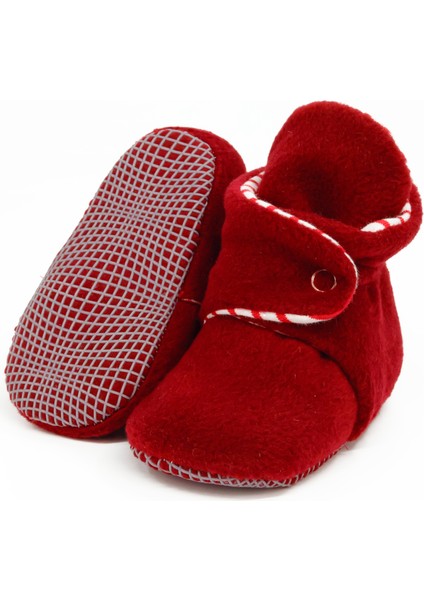 Polar Bebek Pandufu, Kaydırmaz Taban, Organik Pamuk Astarlı, İlk Adım Ev Patiği, Bordo