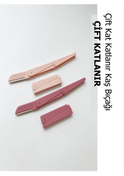 Kaş ve Yüz Usturası Açık ve Koyu Pembe Renk Kaş Alma ve Düzenleyici Çift Katlamalık Jilet 2'li Set