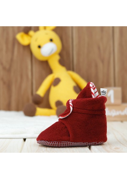 Polar Bebek Pandufu, Kaydırmaz Taban, Organik Pamuk Astarlı, İlk Adım Ev Patiği, Bordo