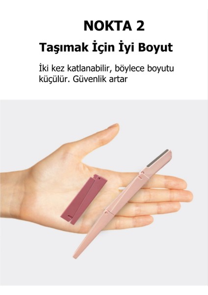 Kaş ve Yüz Usturası Koyu Pembe Renk Kaş Alma ve Düzenleyici Çift Katlamalık Jilet