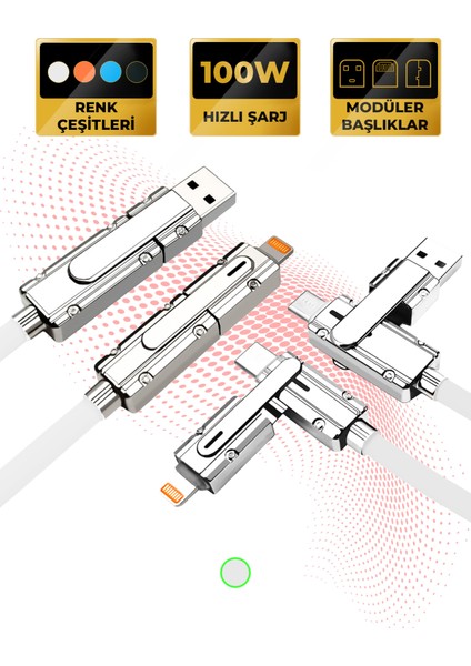 Usb/typec - Typec/lıghtnıng Modüler Şarj Kablosu / Şarj Aleti / Data Aktarım Kablosu