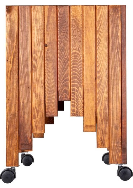 Dekoratif Ahşap Saksılık Çiçeklik Ahşap Saksı Altlığı 38 x 38 x 50 cm Tekerlekli Saksı Sehpası