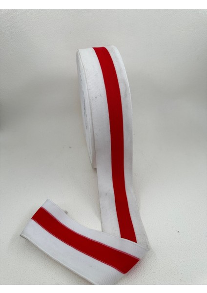 6 cm Raşel Şerit-5 Metre (Kırmızı/beyaz)
