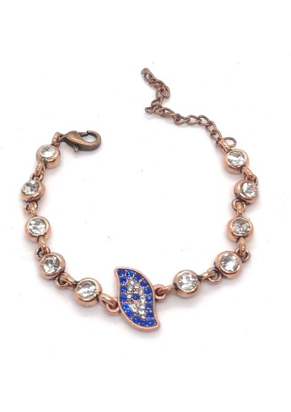 Göz Motifli Bakır Renkli Bileklik, Paslanmaz Çelik, Gri, Şık ve Zarif Tasarım