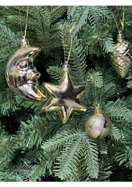 Yılbaşı Çam Ağacı Süsü Parlak Özel Karışık Gold Holiday Cici Top 4-8 cm 12'li modelleri