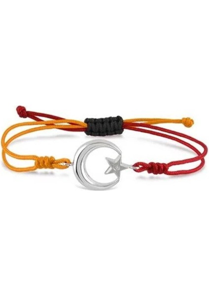 Bej Renkli Ay Yıldız Zirkon Taşlı Gümüş Bileklik