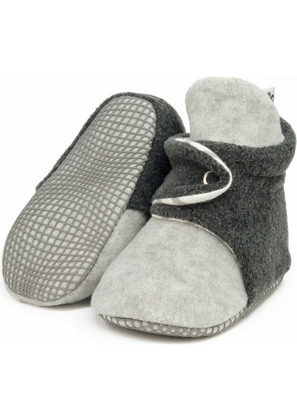 Polar Bebek Pandufu, Kaydırmaz Taban, Organik Pamuk Astarlı, İlk Adım Ev Patiği, Gri Antrasit