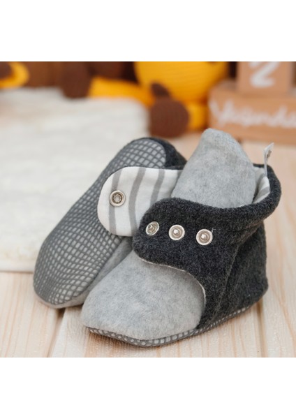 Polar Bebek Pandufu, Kaydırmaz Taban, Organik Pamuk Astarlı, İlk Adım Ev Patiği, Gri Antrasit fiyatları
