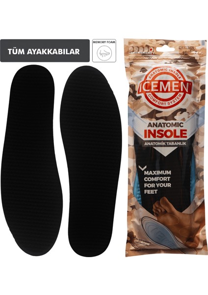 Iceman Yumuşak, Tam Ortopedik Tabanlık, Darbe Emici, Rahat, Spor, Erkek, Kadın