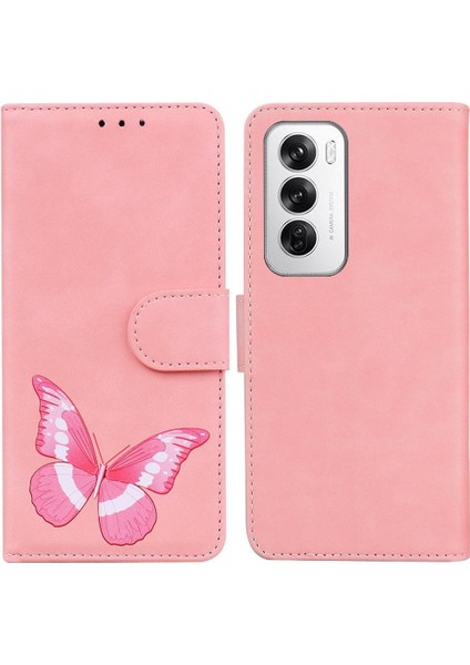 Oppo Oppo 12 5g Için Flip Case Kelebek Flip Folio Kapak Cüzdan Kart Yuvaları (Yurt Dışından)