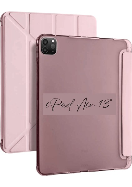 iPad Air 13 Inç 2024 M2 Çipli Uyumlu Kalem Bölmeli Akıllı Standlı Tablet Kılıfı