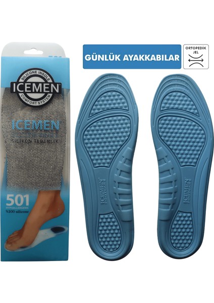 Icemen Yumuşak Kemer Ve Metatarsal Destekli,Topuk Rahatsızlığı Giderici Tam Ortopedik Silikon Tabanlık,,Masaj Etkili, Konforlu, Rahat, Düz Taban, Ayak Ağrısı Erkek, Kadın, Çocuk, Yetişkin