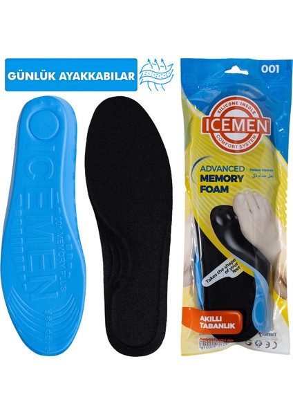 Iceman Memory Foam Yumuşak, Tam Ortopedik Ayakkabı Tabanlık Rahat, Konforlu, Masaj Etkili, Akıllı Hafızalı, Spor, Erkek, Kadın, Çocuk, Yetişkin