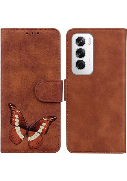 Oppo Oppo 12 5g Için Flip Case Kelebek Flip Folio Kapak Cüzdan Kart Yuvaları (Yurt Dışından)