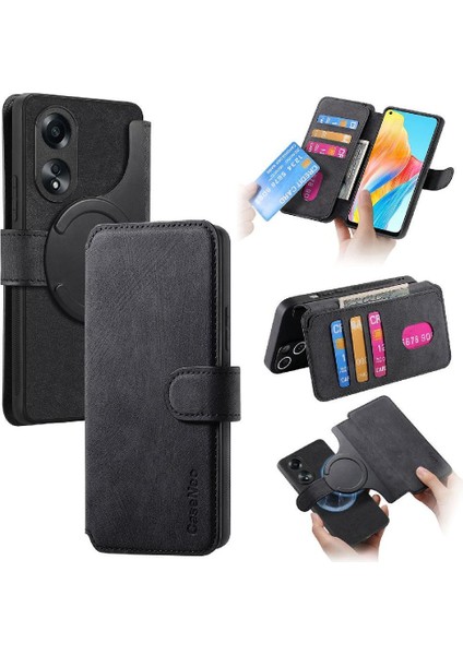 Oppo A78 4g Cüzdan Retro Kart Standı Mıknatıs Koruyucu Malzeme Için Flip Case (Yurt Dışından)