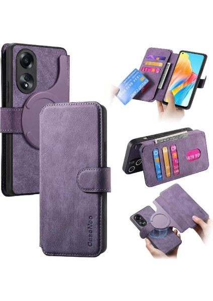 Oppo A78 4g Cüzdan Retro Kart Standı Mıknatıs Koruyucu Malzeme Için Flip Case (Yurt Dışından)