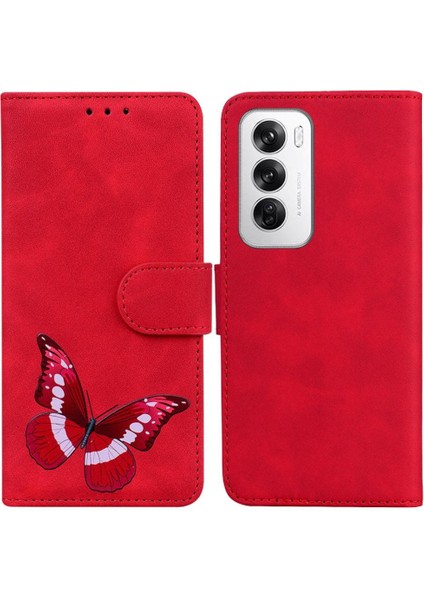Oppo Oppo 12 5g Için Flip Case Kelebek Flip Folio Kapak Cüzdan Kart Yuvaları (Yurt Dışından)