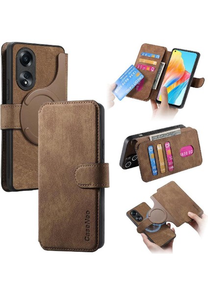 Oppo A78 4g Cüzdan Retro Kart Standı Mıknatıs Koruyucu Malzeme Için Flip Case (Yurt Dışından)