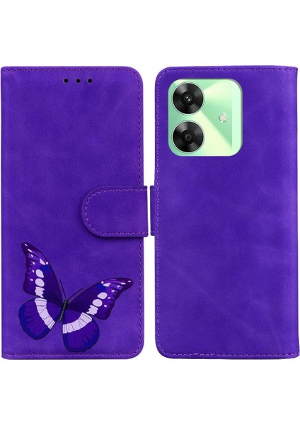 Realme C61 Kart Yuvaları Için Flip Case Kelebek Flip Folio Kapak Renk (Yurt Dışından)