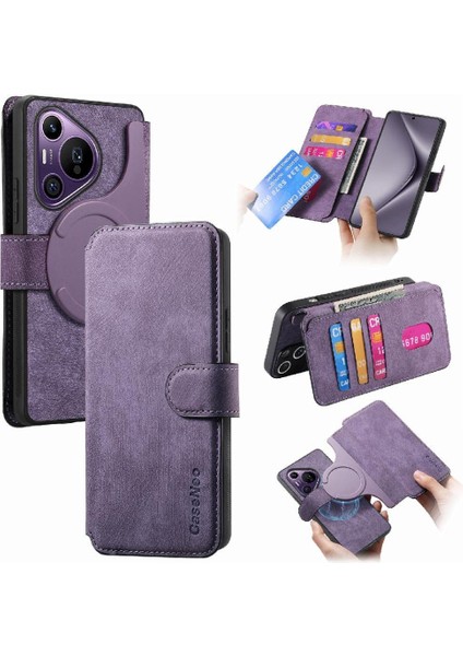 Huawei Pura 70 Pro Mıknatıs Koruyucu Malzeme Için Flip Case Cüzdan Kart (Yurt Dışından)