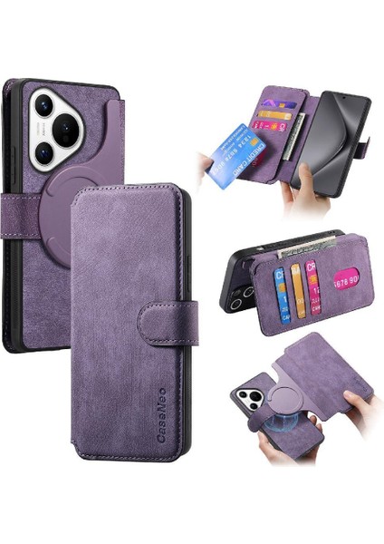 Huawei Pura 70 Için Flip Case Retro Kart Standı Cüzdan Mıknatıs Koruyucu (Yurt Dışından)