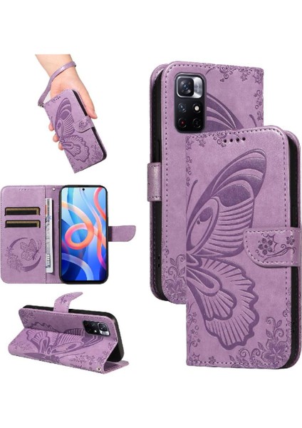Xiaomi Redmi Not 11 Için Flip Case Kredi Kartı ile 5g Kabartmalı Kelebek (Yurt Dışından)